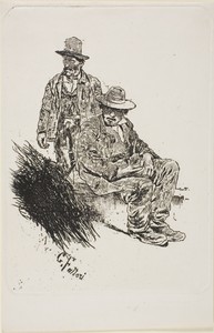 Herdsmen by Giovanni Fattori, created c. 1885, in Etching with drypoint on buff wove paper. Download this artwork as a high-resolution wallpaper for desktop, ta — Art Picture