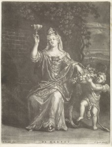Herfst by Jan Broedelet, created 1690 - 1700, in paper; engraving; mezzotint. Download this artwork as a high-resolution wallpaper for desktop, tablet, or mobil — Art Picture