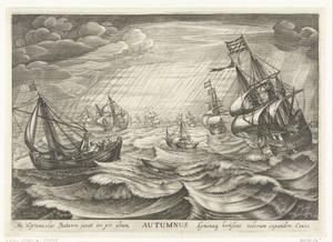Herfst by Robert de Baudous, created 1591 - 1618, in paper; engraving. Download this artwork as a high-resolution wallpaper for desktop, tablet, or mobile. — Travel Background