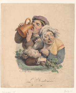 Herfst by Louis-Léopold Boilly, created 1824, in paper; lithography; hand coloring. Download this artwork as a high-resolution wallpaper for desktop, tablet, or — Louis-Léopold Boilly Wallpaper