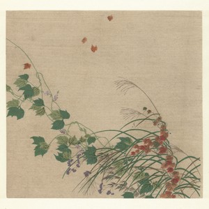 Herfst by Tsukioka Kôgyo, created 1890 - 1900, in paper; color woodcut. Download this artwork as a high-resolution wallpaper for desktop, tablet, or mobile. — Tsukioka Kôgyo Wallpaper