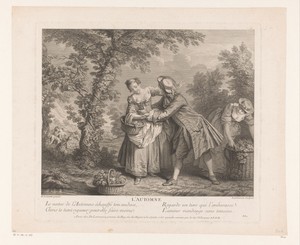 Herfst by Nicolas de Larmessin (III), created 1745, in paper; etching; engraving. Download this artwork as a high-resolution wallpaper for desktop, tablet, or m — Vintage Background