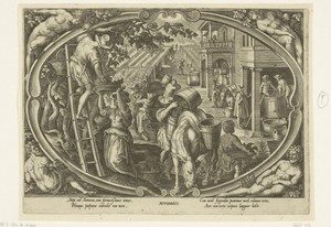 Herfst by Philips Galle, created c. 1578 - c. 1582, in paper; engraving. Download this artwork as a high-resolution wallpaper for desktop, tablet, or mobile. — Philips Galle Wallpaper