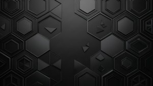 A futuristic black geometric pattern with hexagons. — Black Picture