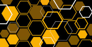 Abstraktes geometrisches Tapetenmuster mit Sechsecken in Goldbraun und Schwarz. — Abstract Triangle Wallpaper