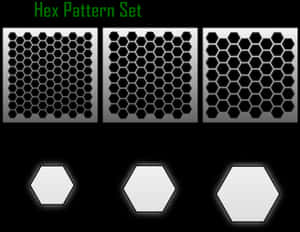 Three hex grid patterns and glowing hexagons on black background. — Hexagon PNG