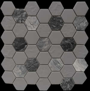 Sechseckige graue Marmorfliesenmosaik mit unterschiedlichen Maserungen. — Tile Texture Wallpaper