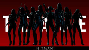Siete asesinas armadas en silueta posan contra un fondo rojo con texto 'TEASER'. — 1920x1080 Fondods de Hitman Absolution Fondos