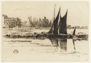 Hurlingham by James McNeill Whistler, created 1879, in Etching; ink on paper. Download this artwork as a high-resolution wallpaper for desktop, tablet, or mobil — James McNeill Whistler Wallpaper