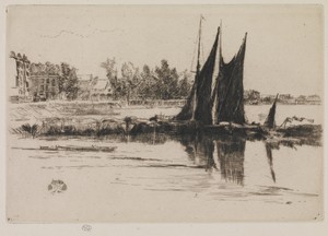 Hurlingham by James McNeill Whistler, created 1879, in Drypoint; ink on paper. Download this artwork as a high-resolution wallpaper for desktop, tablet, or mobi — Art Wallpaper