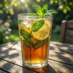 Un bicchiere rinfrescante di tè freddo in un pomeriggio soleggiato, il sapore dell'estate ancora