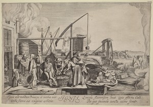 Ignis (Fire) by Jan van de Velde (II), created 1622, in etching on laid paper. Download this artwork as a high-resolution wallpaper for desktop, tablet, or mobi