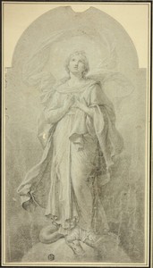 Immaculate Conception by Tommaso Conca, created n.d., in Black chalk, heightened with white chalk, on blue gray laid paper, laid down on tan wove card. Download — Tommaso Conca Wallpaper