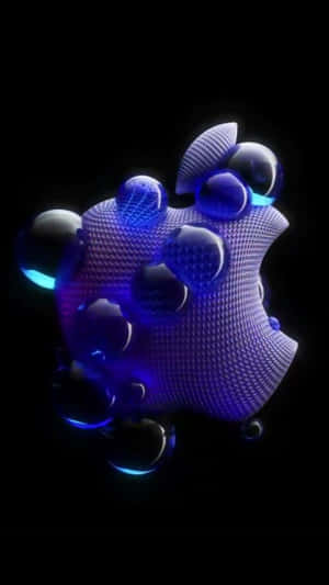 Glowing blue abstract sculpture with bubbles against black background — Indigo Picture