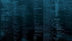 Dark blue digital code streams flowing over a faint world map background. — Programmer Wallpaper