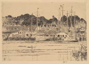 Inner Harbor, Gloucester by Childe Hassam, created 1923, in etching in black on wove paper. Download this artwork as a high-resolution wallpaper for desktop, ta — Childe Hassam Wallpaper