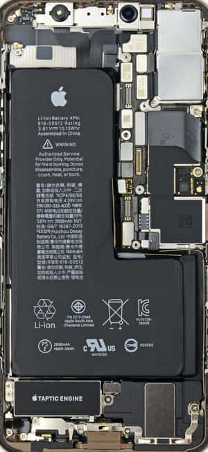 Disassembled iPhone internals showing battery camera and taptic engine. — Apple iPhone Xs Picture