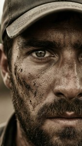 A close-up portrait of Luis Castillo with a gritty sepia tone, highlighting his determination.