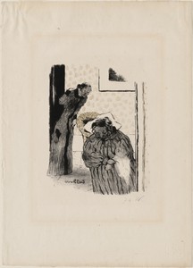 Interior (Intérieur) by Edouard Vuillard, created 1893, in lithograph in black and gray green. Download this artwork as a high-resolution wallpaper for desktop, — Edouard Vuillard Wallpaper