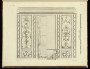 Interior Wall Elevation by Laurent Guyot, created 1788, in Etching and aquatint on laid paper. Download this artwork as a high-resolution wallpaper for desktop, — Art Picture