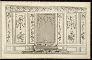Interior Wall Elevation with a Sofa by Pierre Ranson, created 1779-84, in Etching and engraving on laid paper. Download this artwork as a high-resolution wallpa — Art Picture