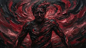 Eine abstrakte Darstellung von Angst als turbulentem emotionalem Sturm