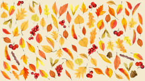 Fall foliage and berries in warm watercolor tones on beige background. — Interview Background