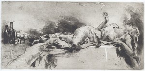 Intoxication (Ebbrezza) by Luigi Conconi, created 1888, in etching with monotype inking on thick wove paper. Download this artwork as a high-resolution wallpape