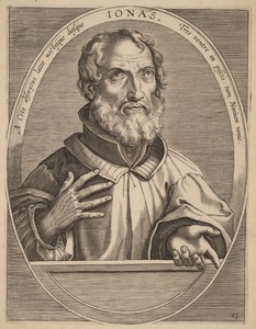 Ionas by Theodoor Galle, created published 1613, in engraving on laid paper. Download this artwork as a high-resolution wallpaper for desktop, tablet, or mobile — Theodoor Galle Wallpaper