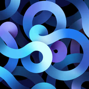 Abstract digital artwork featuring glowing blue loops on a dark background.