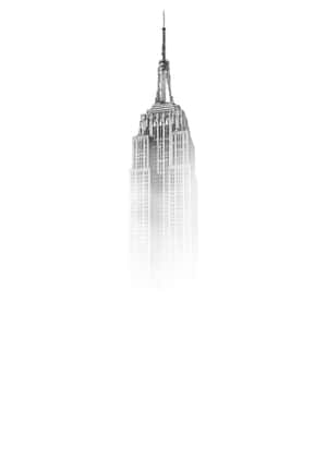 Empire State Building em tons de cinza com efeito de desvanecimento nebuloso contra fundo branco — iPhone branco Foto Papéis de Parede