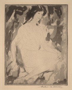 Iris by Arthur B. Davies, created 1916, in drypoint. Download this artwork as a high-resolution wallpaper for desktop, tablet, or mobile. — Arthur B. Davies Wallpaper