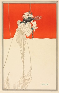 Isolde by Aubrey Beardsley, created 1895, in color lithograph. Download this artwork as a high-resolution wallpaper for desktop, tablet, or mobile.