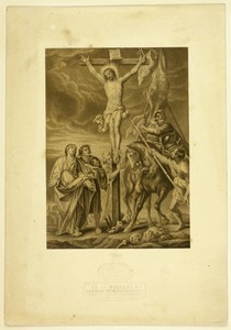 "It is Finished!" by George Baxter, created 1855, in Steel etching, aquatint, and stipple printed in brown, with block printing in sepia, on wove paper, laid do