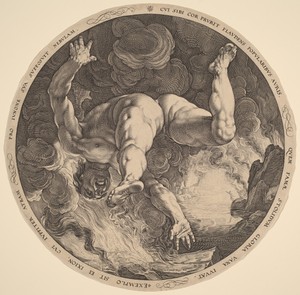 Ixion by Hendrick Goltzius, created 1588, in engraving on laid paper. Download this artwork as a high-resolution wallpaper for desktop, tablet, or mobile. — Hendrick Goltzius Wallpaper