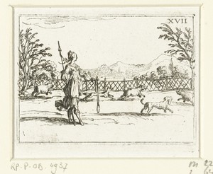 Jaagster by Jacques Callot, created 1625 - 1629, in paper; etching. Download this artwork as a high-resolution wallpaper for desktop, tablet, or mobile. — Art Picture