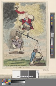 Jack A Both Sides! by James Gillray, in Etching, hand-colored. Download this artwork as a high-resolution wallpaper for desktop, tablet, or mobile. — Art Picture