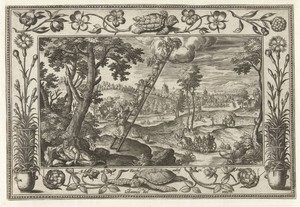 Jakobsladder by Adriaen Collaert, created 1582 - 1586, in paper; engraving. Download this artwork as a high-resolution wallpaper for desktop, tablet, or mobile. — Adriaen Collaert Wallpaper