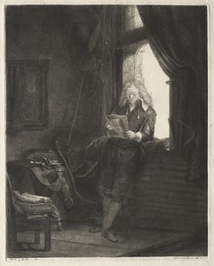 Jan Six by Rembrandt van Rijn, created 1647, in etching, drypoint, and engraving. Download this artwork as a high-resolution wallpaper for desktop, tablet, or m — Art Picture