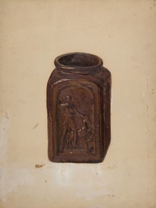 Jar by C.W. Perky, created c. 1937, in oil paint on paperboard. Download this artwork as a high-resolution wallpaper for desktop, tablet, or mobile.