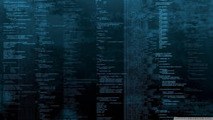 Falling lines of glowing blue code on a dark digital background. — Coding Picture