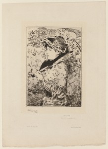 Jeanne (Spring) by Edouard Manet, created 1902, in Etching and foul-biting in black on ivory laid paper. Download this artwork as a high-resolution wallpaper fo — Illustration Background