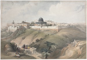 Jerusalem by David Roberts, created 1839, in color lithograph. Download this artwork as a high-resolution wallpaper for desktop, tablet, or mobile. — David Roberts Wallpaper