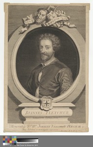 John Fletcher by George Vertue, in Line engraving on medium, slightly textured, cream laid paper. Download this artwork as a high-resolution wallpaper for deskt — Art Picture