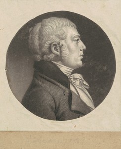 John Moore White by Charles B. J. Févret de Saint-Mémin, created 1798-1803, in mezzotint and engraving in black on wove paper mounted to brown wove paper. Downl — Charles B. J. Févret de Saint-Mémin Wallpaper