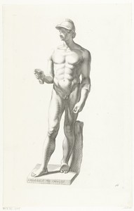 Jonge gladiator by Cornelis Bloemaert (II), created c. 1636, in paper; engraving. Download this artwork as a high-resolution wallpaper for desktop, tablet, or m — Cornelis Bloemaert (II) Wallpaper