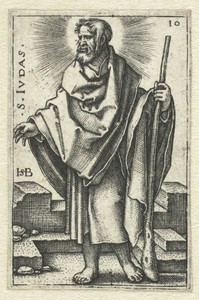 Judas Taddeüs by Hans Sebald Beham, created 1545 - 1546, in paper; engraving. Download this artwork as a high-resolution wallpaper for desktop, tablet, or mobil — Art Wallpaper
