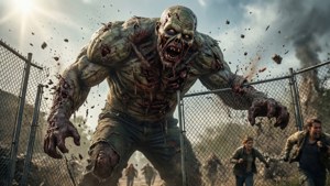 Un zombie massif franchit une clôture dans State of Decay 2.
