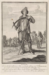 Juli by Caspar Luyken, created 1698 - 1702, in paper; etching; engraving. Download this artwork as a high-resolution wallpaper for desktop, tablet, or mobile. — Travel Wallpaper