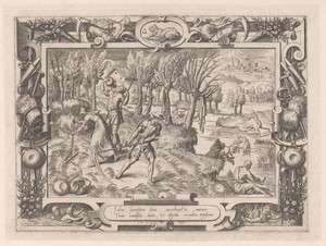 Juli by Etienne Delaune, created before 1566, in paper; stippelwerk; engraving. Download this artwork as a high-resolution wallpaper for desktop, tablet, or mob — Etienne Delaune Wallpaper